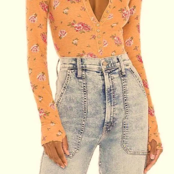 FREE PEOPLE INTIMATELY DYLAN THERMAL BODYSUIT TAN COMBO LONG SLEEVE W/THUMB HOLE - Picture 8 of 15